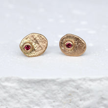 Load image into Gallery viewer, Oddity Sculptural Studs in 9ct Yellow Gold with Pink Spinel