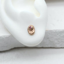 Load image into Gallery viewer, Oddity Sculptural Ear Studs in 9ct Yellow Gold with Rubies