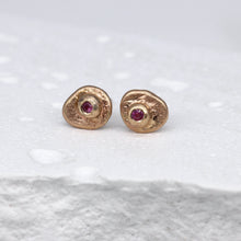 Load image into Gallery viewer, Oddity Sculptural Ear Studs in 9ct Yellow Gold with Pink Sapphires