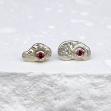 Load image into Gallery viewer, Oddity Sculptural Studs in 9ct White Gold with Pink Spinel