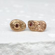 Load image into Gallery viewer, Oddity Sculptural Stud earrings in 9ct Yellow Gold with Orange Sapphires