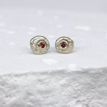 Load image into Gallery viewer, Oddity Sculptural Stud Earrings in 9ct White Gold with Orange Sapphires