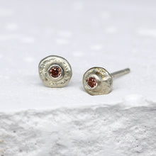 Load image into Gallery viewer, Oddity Sculptural Stud Earrings in 9ct White Gold with Orange Sapphires
