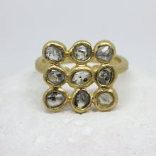 Load image into Gallery viewer, Square topped rough diamond ring in 18ct yellow gold