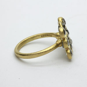 Square topped rough diamond ring in 18ct yellow gold