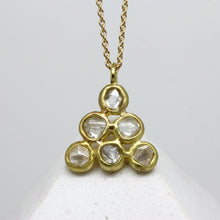 Load image into Gallery viewer, Rough diamond triangle pendant necklace in 18ct yellow gold.