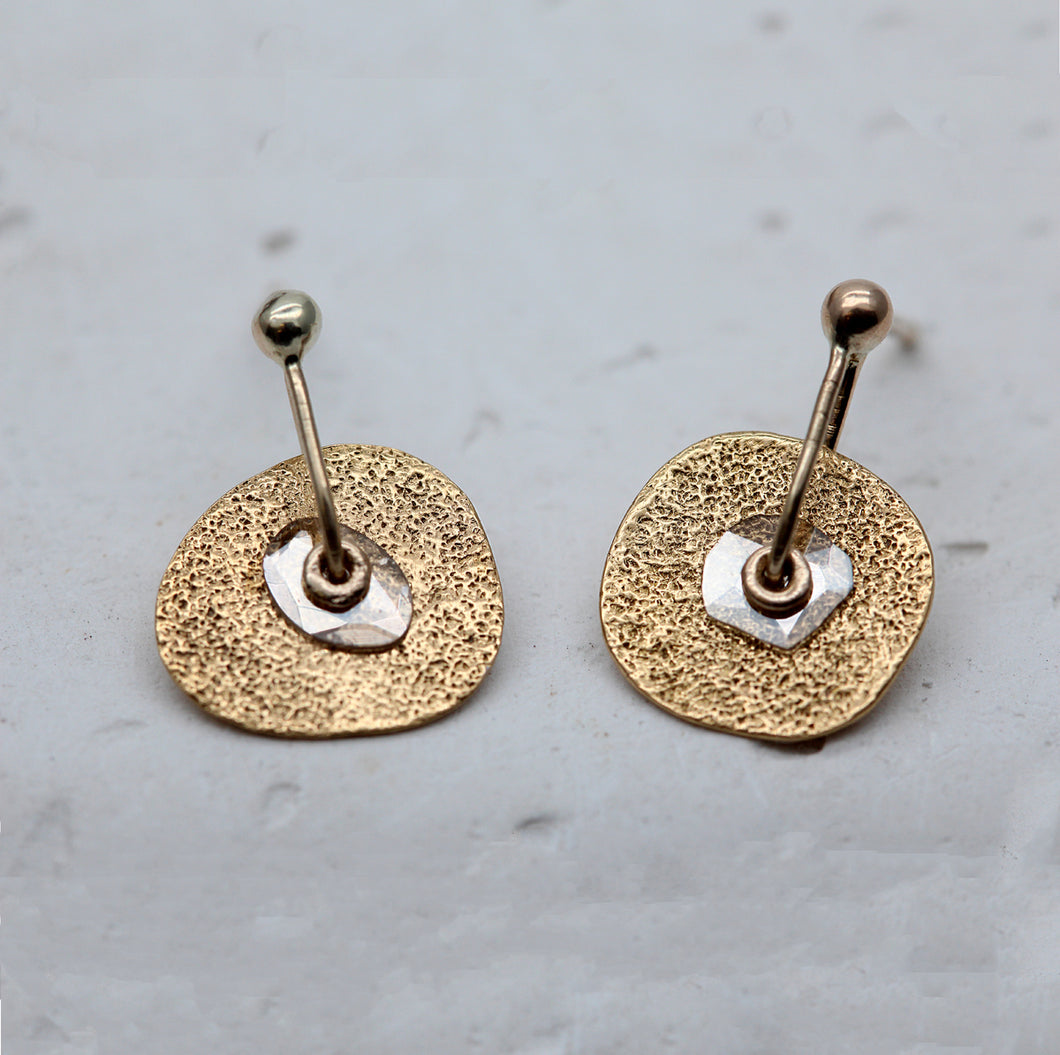 Diamond Slice and Yellow Gold Sequin Earrings
