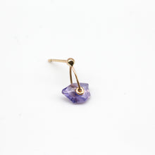 Load image into Gallery viewer, Single purple sapphire crystal earring in yellow gold