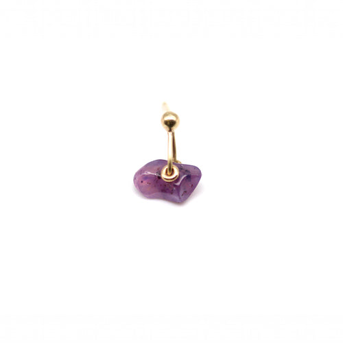 Single pink sapphire crystal earring in yellow gold