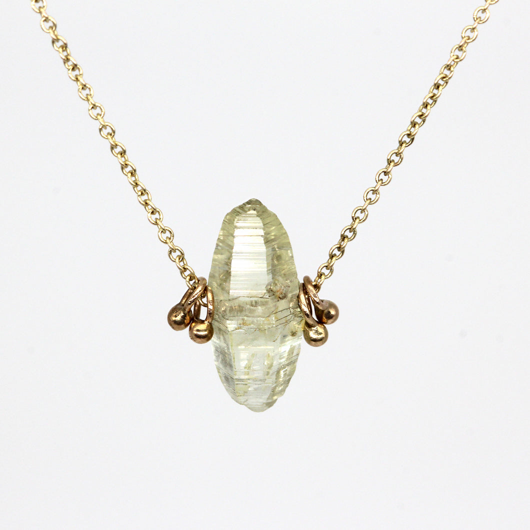 5.24ct yellow sapphire crystal pendant in yellow gold