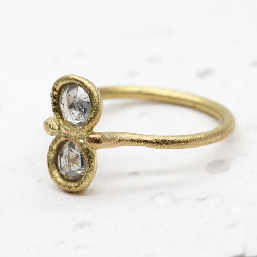 Rose cut diamond infinity ring in yellow gold