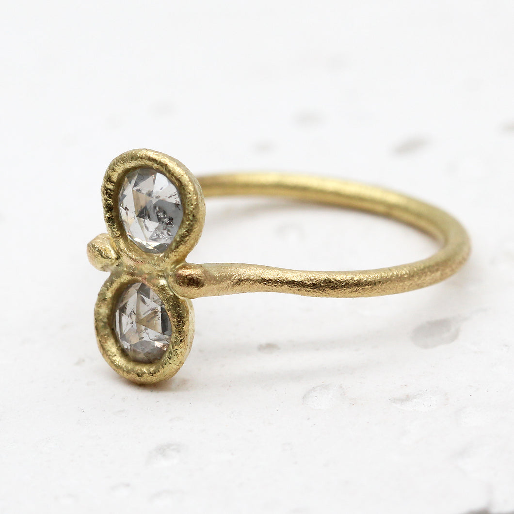 Rose cut diamond infinity ring in yellow gold