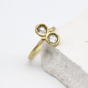 Rose cut diamond infinity ring in yellow gold